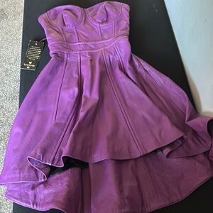 Purple leather strapless dress new about a 32 bust line
